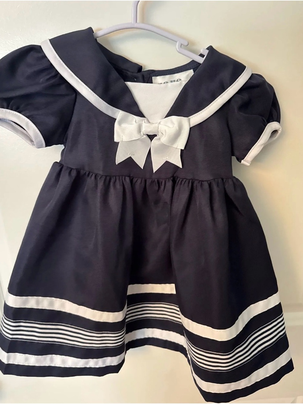 Rare Editions Navy and White Sailor-Style Girls' Dress - Size 18 m
